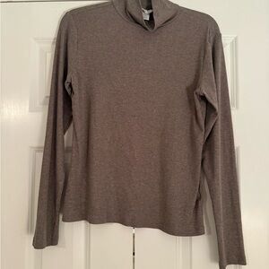 H&M Ribbed Taupe Turtleneck Long Sleeve Top